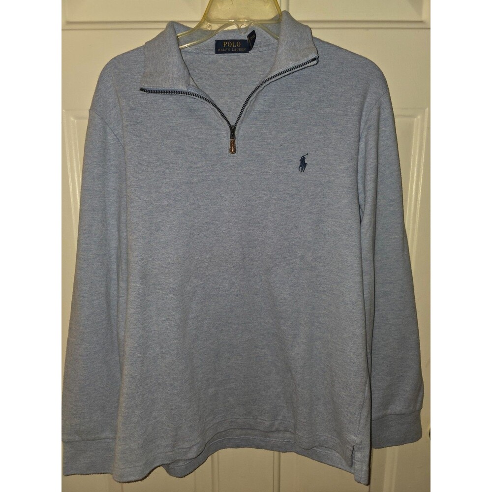 Polo Ralph Lauren Light Blue 1/4 Zip Mock Neck Solid Sweatshirt Men’s Medium